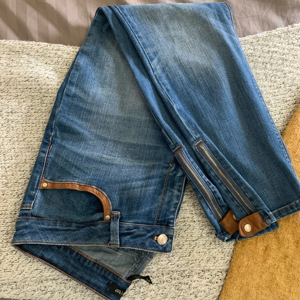 WHBM Jeans with leather accents